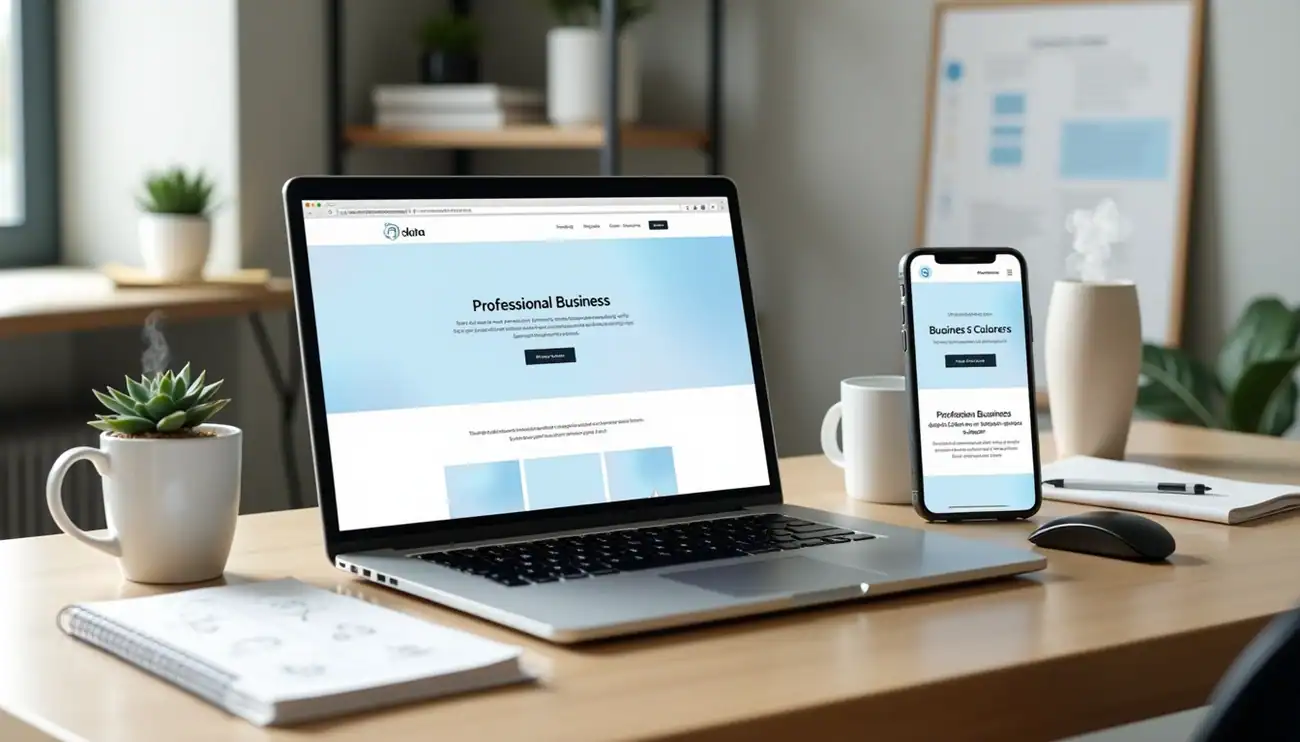 Tablette et smartphone affichant le site web "Web by Damien" pour création de sites vitrine et site web.