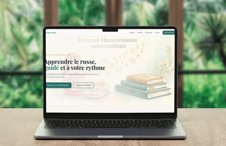 Site web affiché sur ordinateur, tablette et mobile avec maison moderne, site internet sur mesure