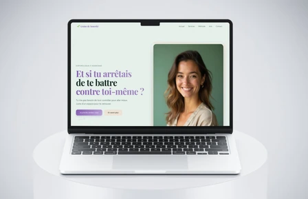 Site web affiché sur ordinateur, tablette et mobile avec maison moderne, site internet sur mesure