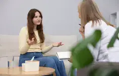 Deux femmes en séance de discussion, illustration création site vitrine pour thérapeutes